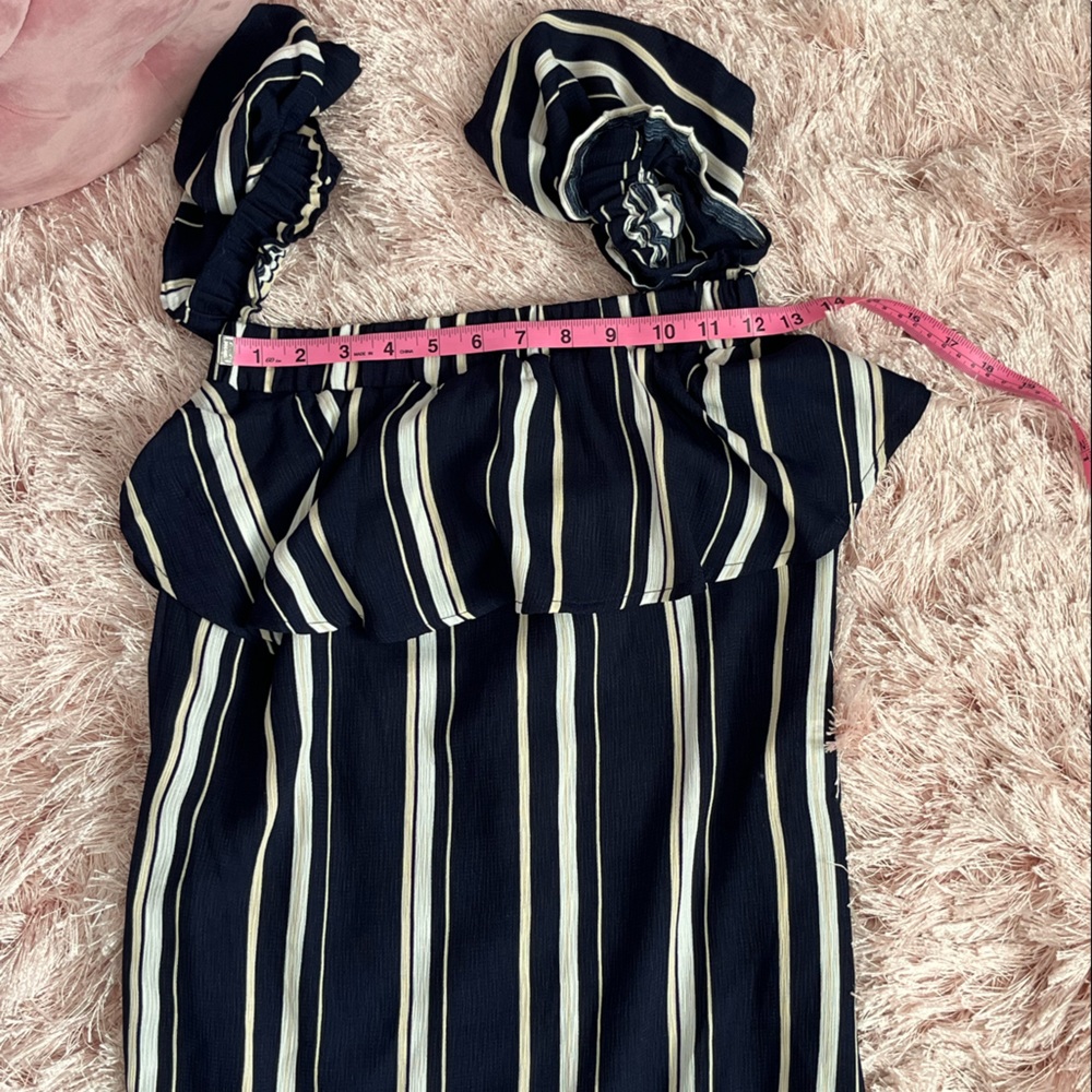 💙NWT Lucca Couture Navy Blue Striped Maxi Dress - Picture 8 of 14